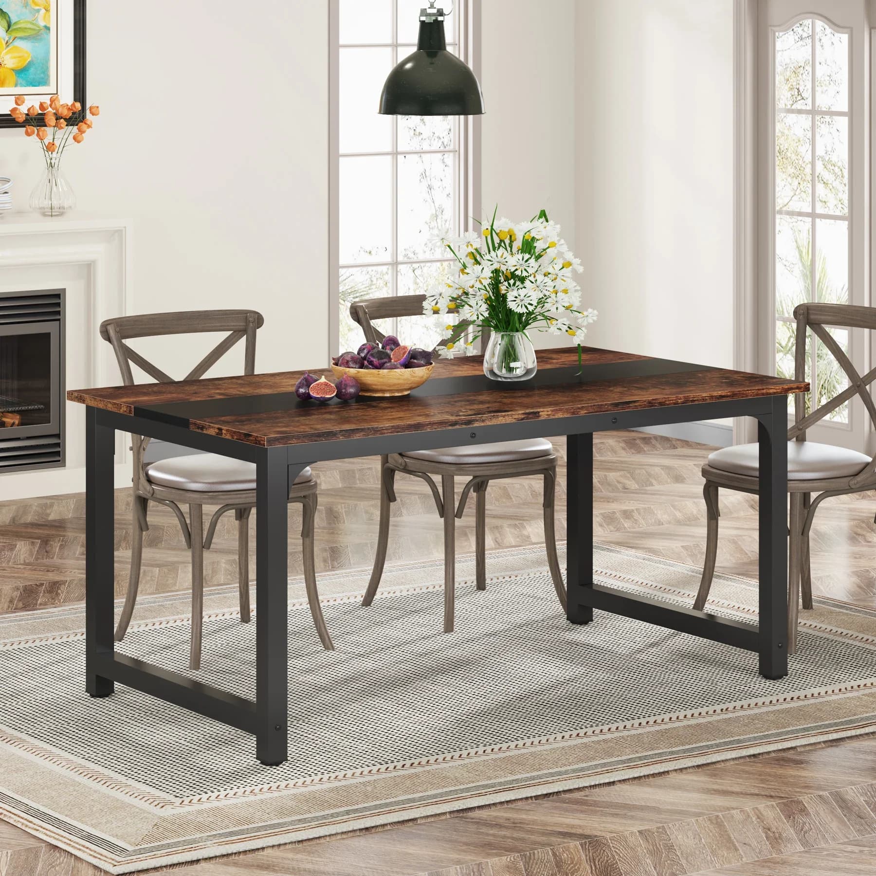 Tavolo da pranzo Tribesigns 63"x31,5", tavolo da cucina industriale per 6-8 persone, tavolo da pranzo rettangolare per sala da pranzo cucina
