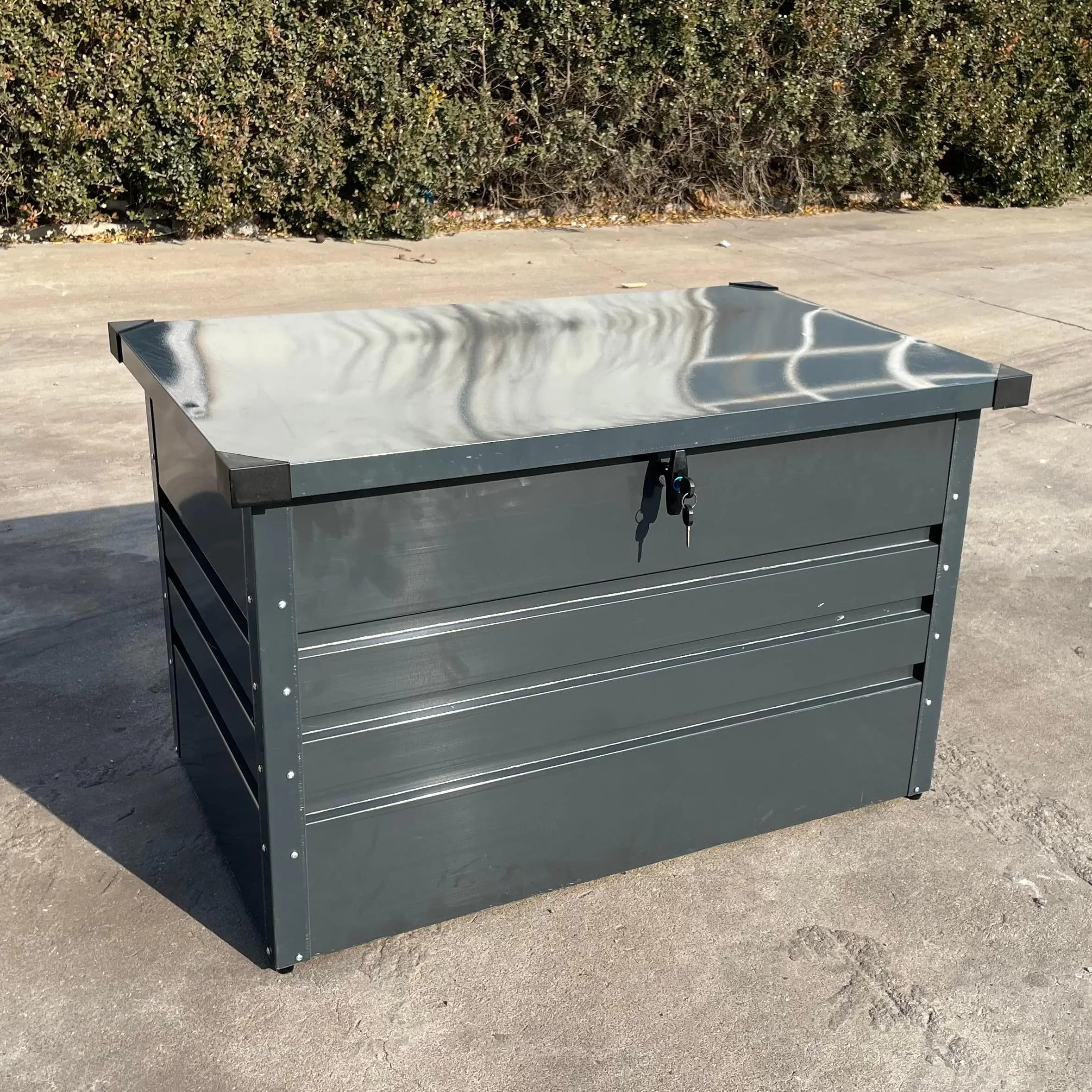 Contenitore Metallico da Esterno Impermeabile da 100 Galloni, Armadio in Acciaio con Serratura, Contenitore per Interni da 120 Galloni per Patio