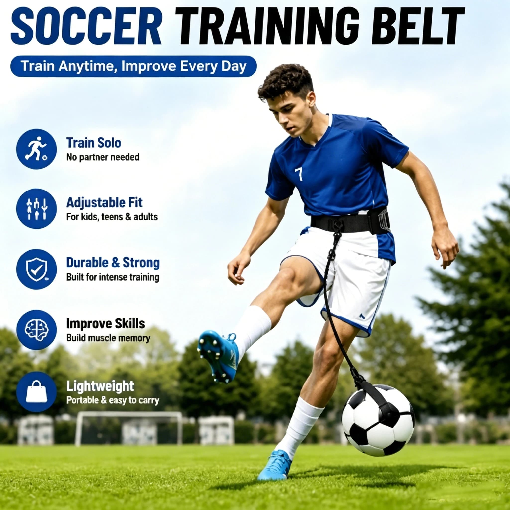 Lightweight Football Training Belt Soccer Ball Kicking Belt for Adult Kids Football Trainer Mat Football Training Equipment Tool