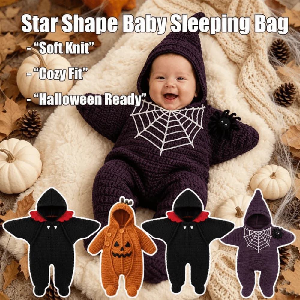 Star Shape Baby Sleeping Bag Soft Warm Comfort Toddler Sleep Sack All Seasons Spider,Pumpkin Newborn Swaddle Wrap Halloween