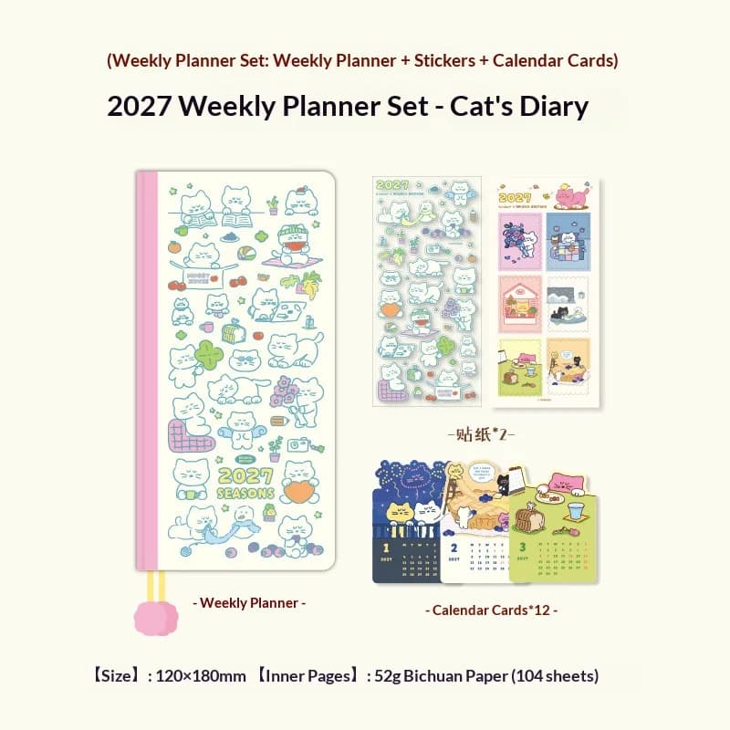 2027 Kinbor Pocket Weekly Planner 52g Bachuan Paper Daily Journal Notebook Month Year Week Plan Book Back To School Stationery