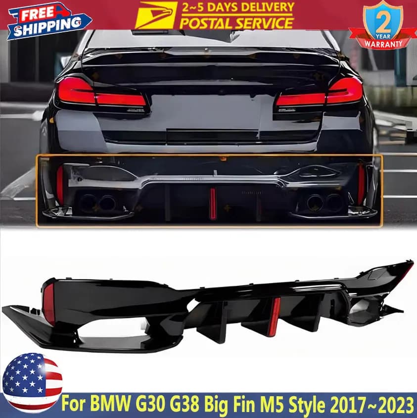 Auto Paraurti Posteriore Diffusore Per BMW Serie 5 G30 G31 G38 M5 Stile 2017 ~ 2023 530i 540i Con HA CONDOTTO LA Luce Paraurti Posteriore Spoiler Splitter
