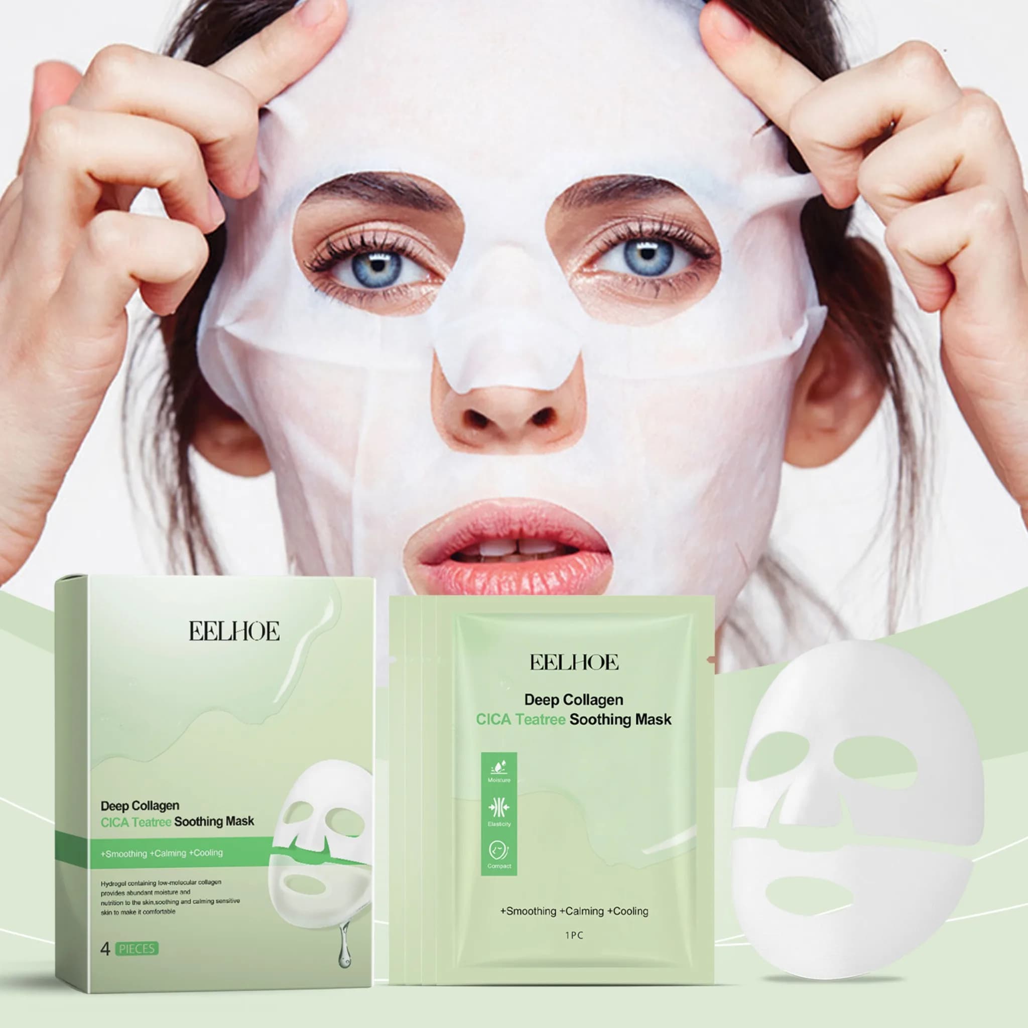 Maschera Viso alla Nicotinamide Idratante Rassodante Riparatrice al Collagene Levigante con Acido Ialuronico per Ringiovanimento della Pelle