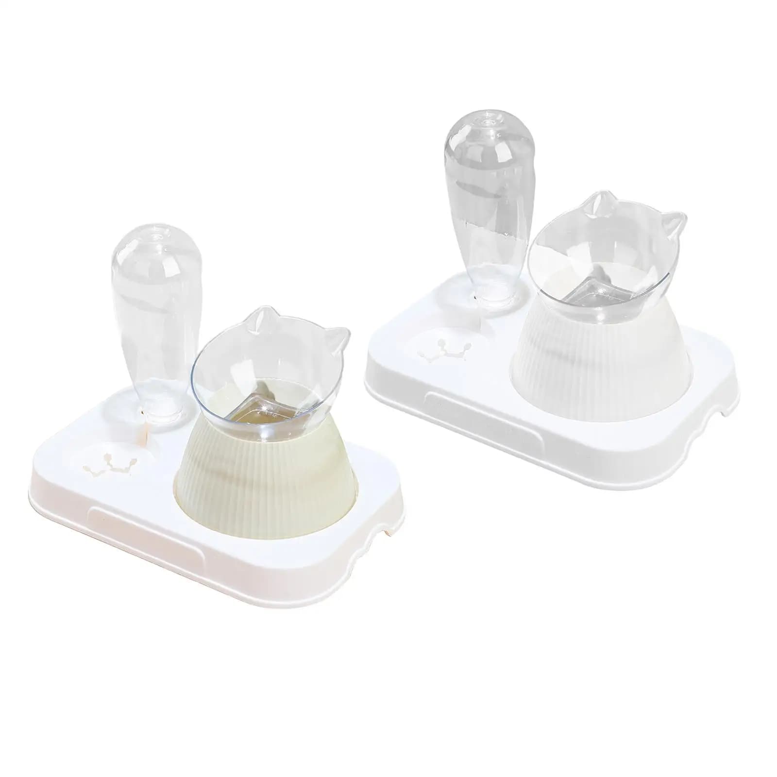 Elevated Cat Food Bowl with Automatic Water Dispenser for Small Pets