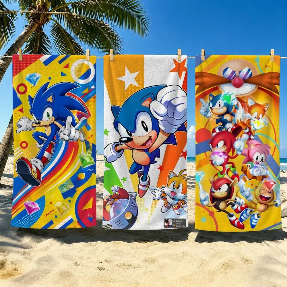 Character Sonic the Hedgehog Towel Towel Soft Pool Gift For Travel Gym Shower Cool Camping Quick Dry Sports Large Beach Towel