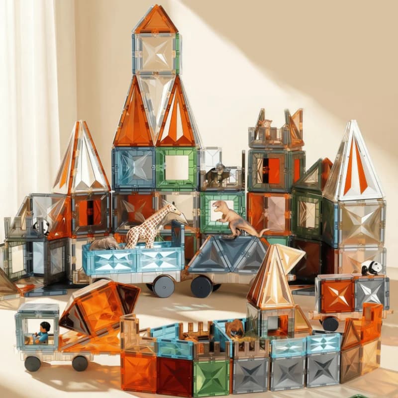 Piastrelle Magnetiche per Bambini, Blocchi da Costruzione Magnetici, Giocattoli Educativi, Regalo per Ragazzi e Ragazze