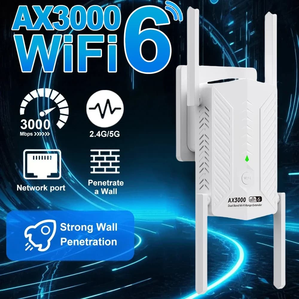 AX3000 WiFi 6 Ripetitore Extender Booster Dual Band 2.4G/5GHz Wi-Fi WPS Amplificatore di segnale Router di rete a lungo raggio per Home Office