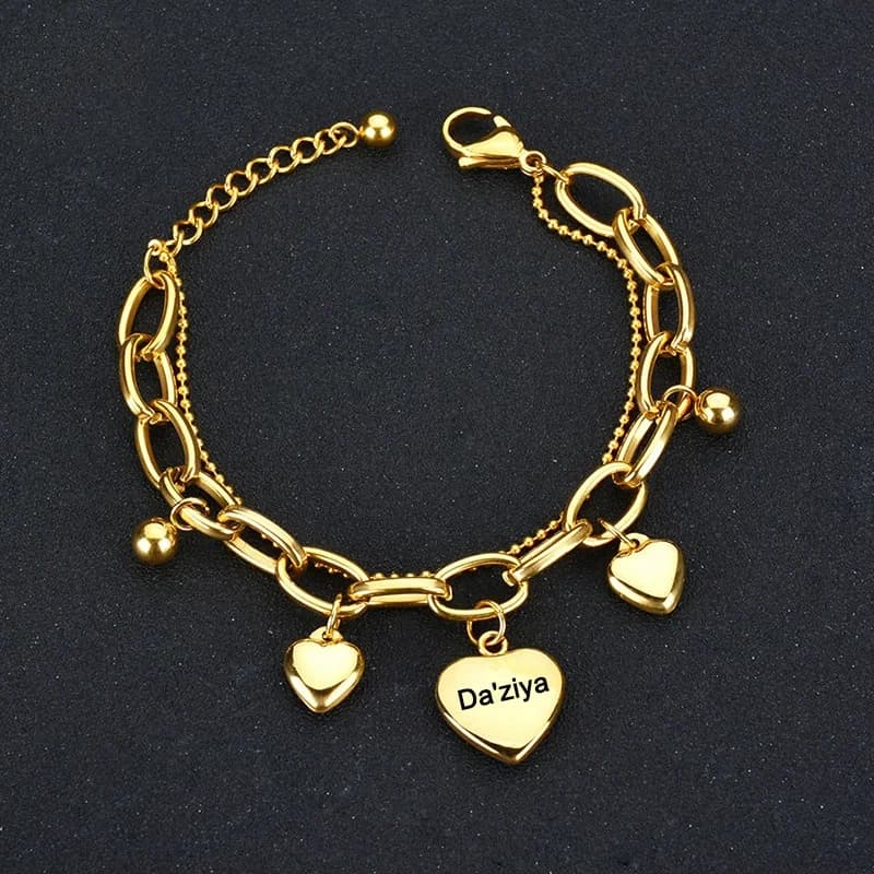 Lateefah bracciale a doppio strato in acciaio inossidabile ciondolo amore fai da te con incisione Laser coppia gioielli a mano marea