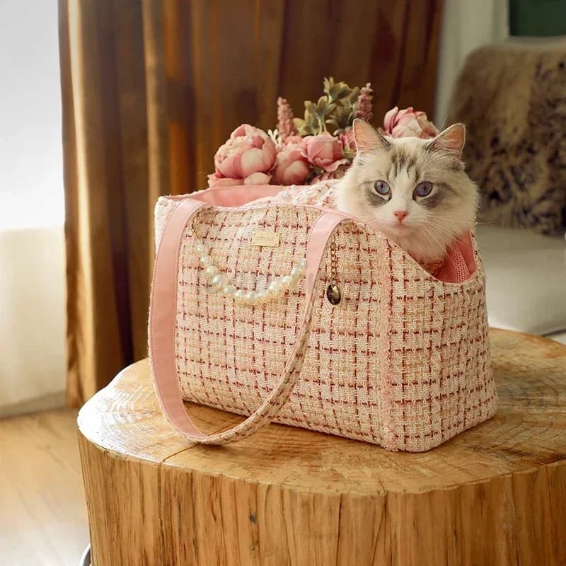 Borse Trasportino di Lusso Eleganti per Gatti, Borsa Portatile a Tracolla per Cani, Ideale per Viaggiare con Gatti, con Zaino