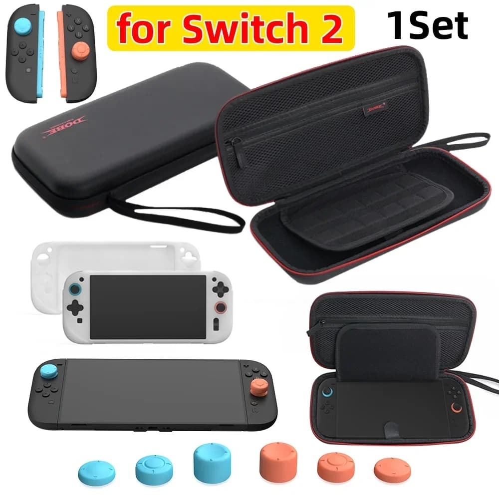 per Switch 2 Custodia da trasporto per accessori con custodia in silicone e cappucci per le impugnatura per il pollice Custodia protettiva per il trasporto Borsa per accessori