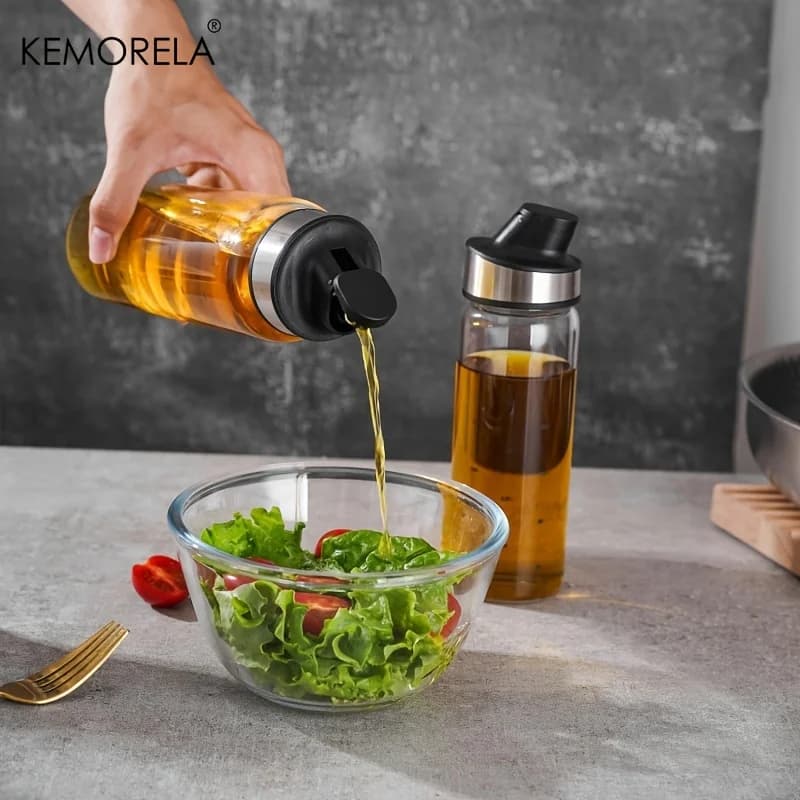 1/3PCS Bottiglia di olio di vetro Lecythus Dispenser Gocciolamento-Free Olio d'oliva Condimento Forniture da cucina con apertura e chiusura automatica