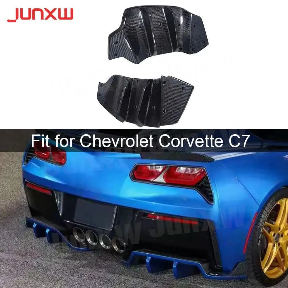 Real Carbon Fiber 2PCS/Set Rear Diffuser Lower Lip Bumper Splitter for Chevrolet Corvette C7 2014-2018 FRP Rear Bumper Lip