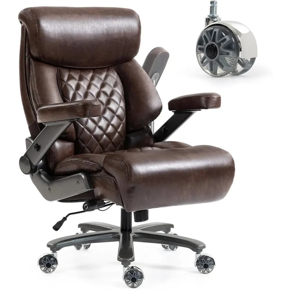 Sedia da Ufficio Robusta da 320 kg con Braccioli 4D, Sedia Ergonomica Grande e Alta per Scrivania, Comoda Sedia da Computer con Cuscino a Molla