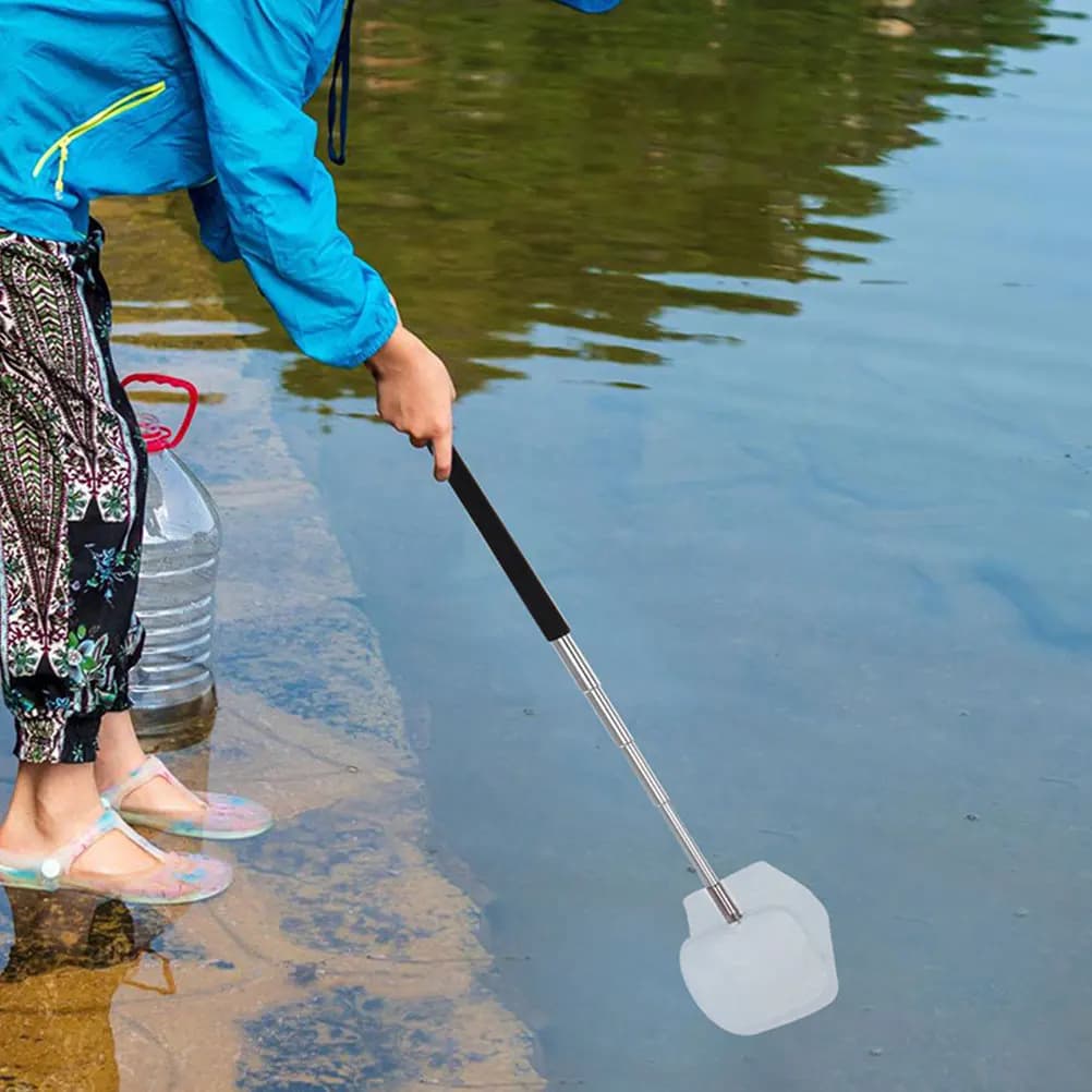2Pcs Telescopic Portable Fishing Net Stainless Steel Dense Fine Mesh Shrimp Landing Net for Beginners Professionals Outdoor Pond