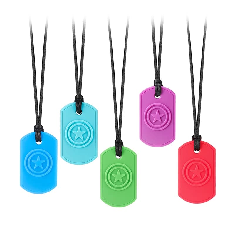 1PC Silicone Massaggiagengive Tag Sensoriale Collana Da Masticare Allattamento Del Bambino Dentizione Giocattolo Chewelry per I Bambini Mordere con Autismo