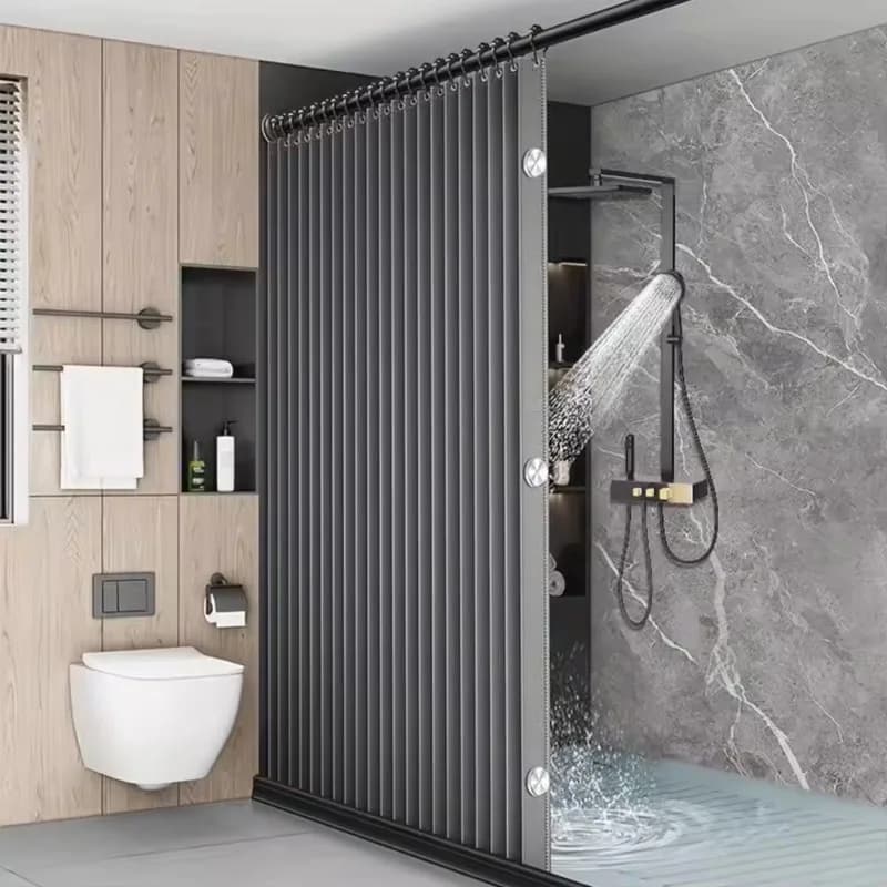 【Alla moda】Tenda da doccia magnetica pieghevole, tenda da bagno impermeabile con 14 ganci, tenda da bagno in stile moderno per l'arredamento della casa