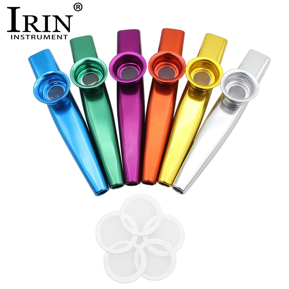 IRIN Kazoos con diaframmi per flauto Kazoo Bocca Kazoos in metallo Ukuleles Guitar Compagno Strumenti musicali standard di dimensioni comuni