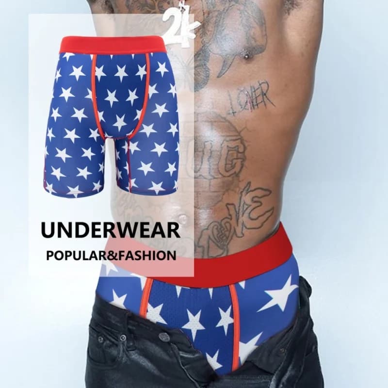 5 pieces fashion printing man underwear boxer cueca man panties lingerie men panties boxer trunks plus size XL-5XL men's boxer