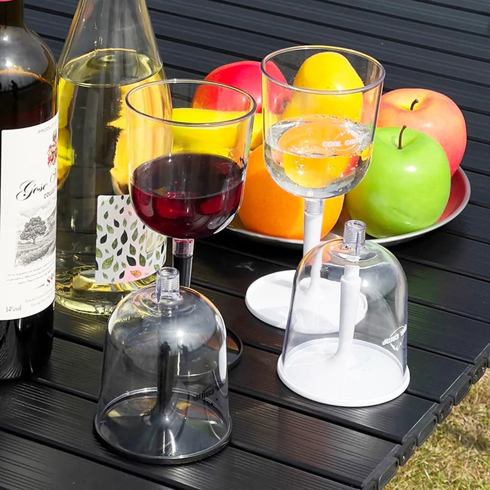 Bicchiere da vino pieghevole realizzato in resistente come resina per bere all'aperto, perfetto per picnic in campeggio e accessori da viaggio