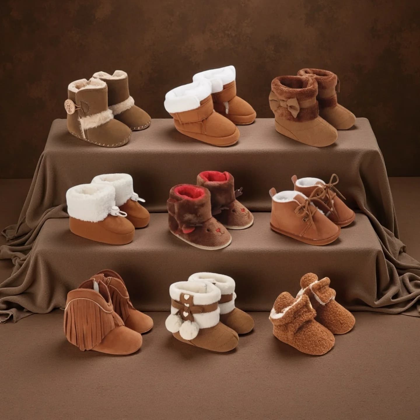 Winter Baby Cute Shoes Brown Boys and Girls Walking Shoes Pre School Comfortable Soft 0-18M Newborn Warm Knitted