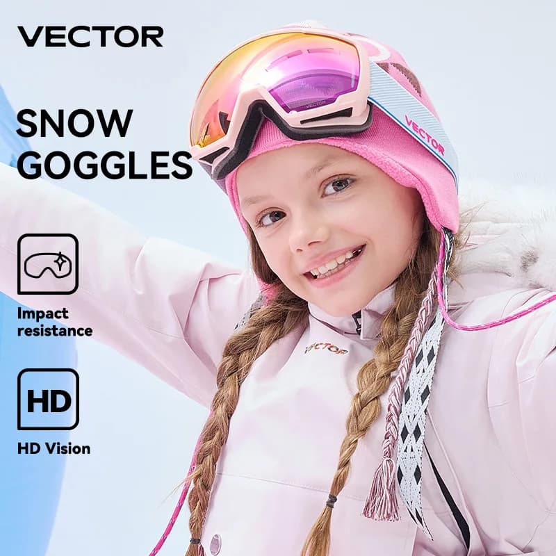 VECTOR Occhiali da sci per bambini Cinturino con stampa per montatura per ragazzo Ragazza Lenti magnetiche intercambiabili Occhiali da sole UV400 Occhiali da neve antiappannamento