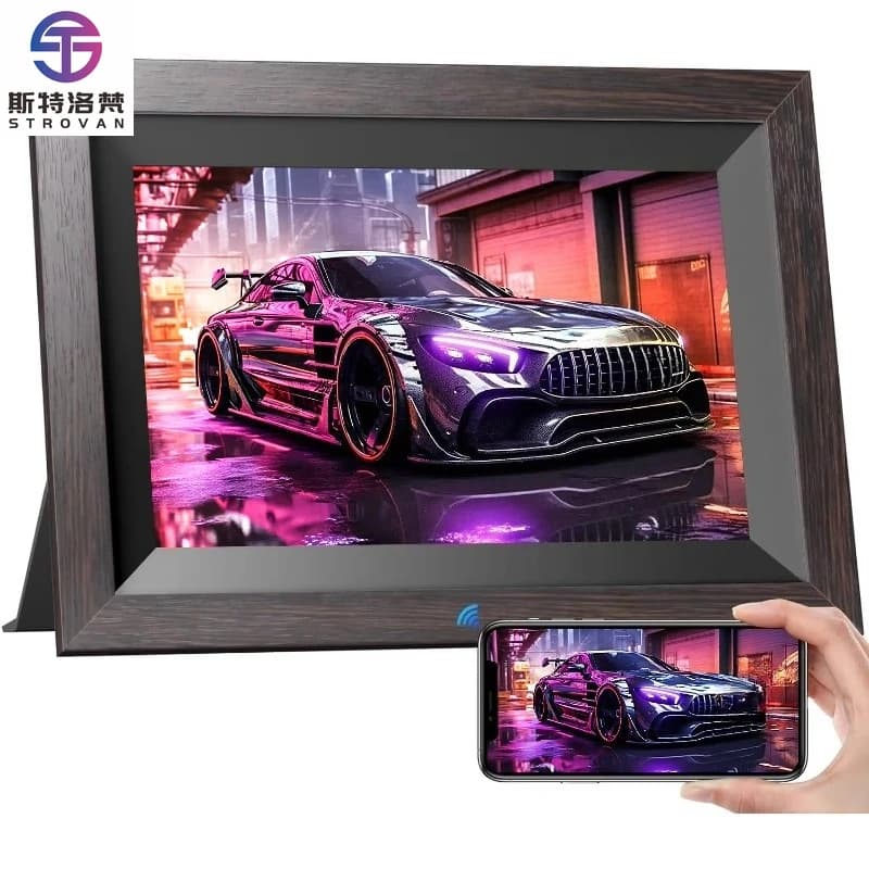 Cornice per foto digitale moderna ad alta risoluzione con touch screen intelligente da 10,1 pollici. Elegante miglior regalo - Connettiti con la riproduzione video