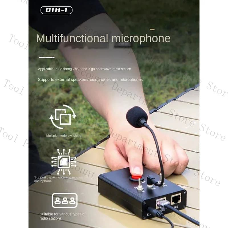 Multi funzione DIH-1 Yaesu e Xiegu Radio a onde corte CW Microfono PTT Supporto altoparlante/cuffie esterni