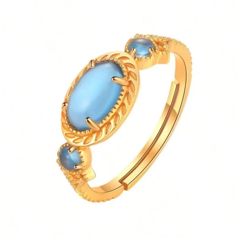 New Brilliant Ring with Blue Zircone, Light Luxury Design, High Class and Niche with Vivace Opening, Cool Jewel
