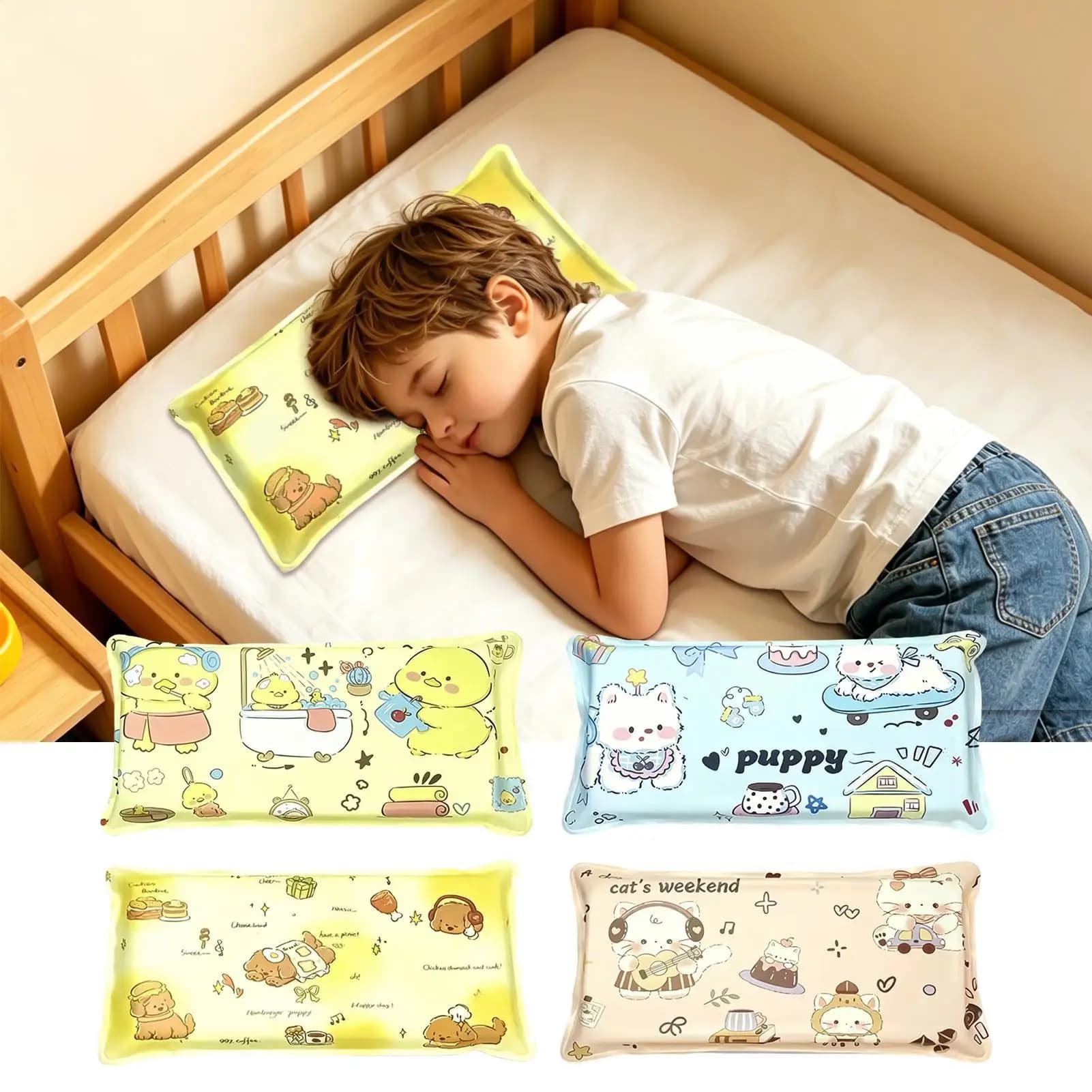 Cooling Pillow for Hot Sleepers Breathable Comfortable Cushion Kids Adults Napping Sponge Pillow for Students Girls Boys Women