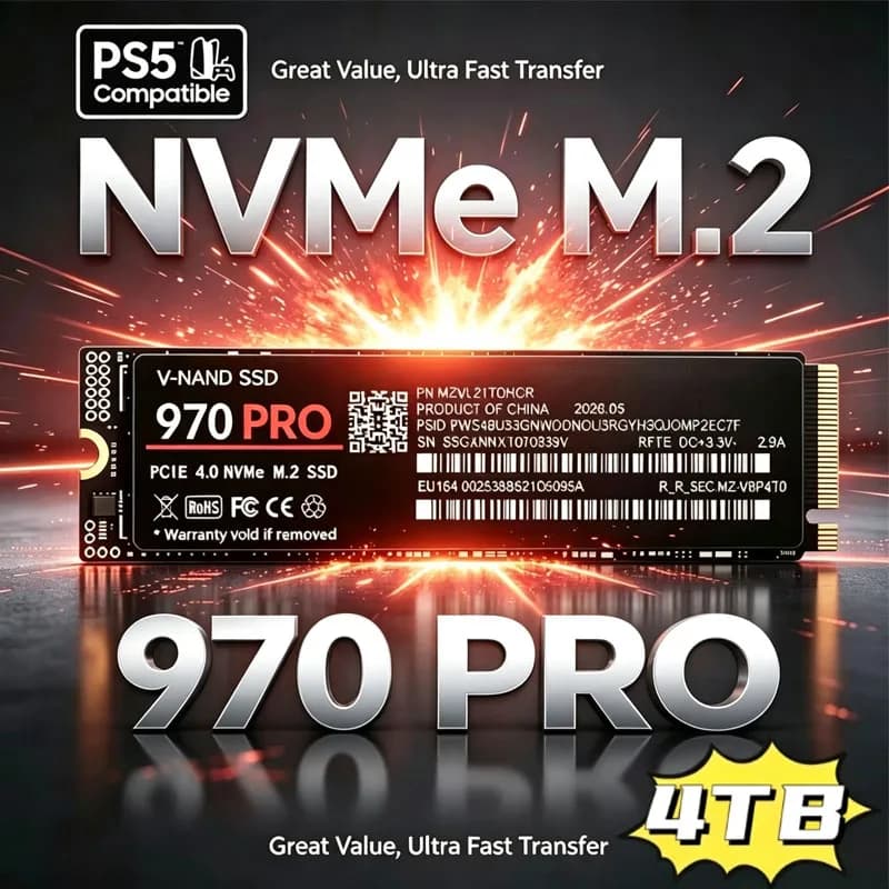 Gaming M.2 NVMe SSD 970 PRO PCIe 4.0 X4 7400MB/s TLC 3D NAND 2280 Internal Drive 500GB 1TB 2TB 4TB for PS5 Laptop Desktop PC