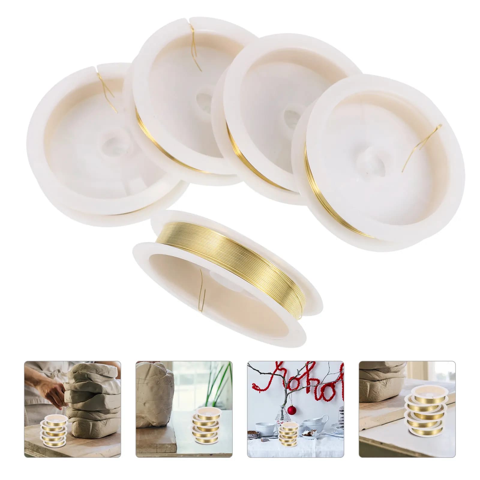 5 rotoli di filo di rame per la creazione di gioielli, resistente, per la creazione di collane, orecchini, perline fatte a mano, lavori artigianali