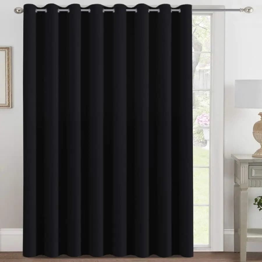 Dark Curtains for Patio 100 x 96 Inch for Door Slides, Extra Wide Dark Panels, Thermal Insulating Divider with Eyelets