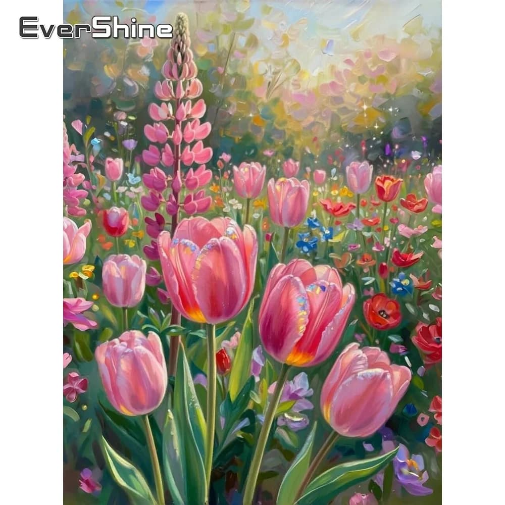 Evershine 11CT Cross Stitch Kit Flower Printed Canvas Embroidery Supplies Tulip Design New Arrivals Home Decoration