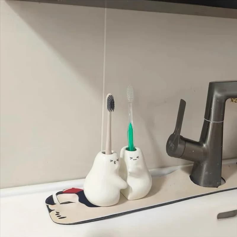 【Favorito!】 Per il bagno Set di 2 simpatici portaspazzolino da denti per controsoffitto del bagno Home Office Decorazioni per la tavola Spazzolino da denti Hol