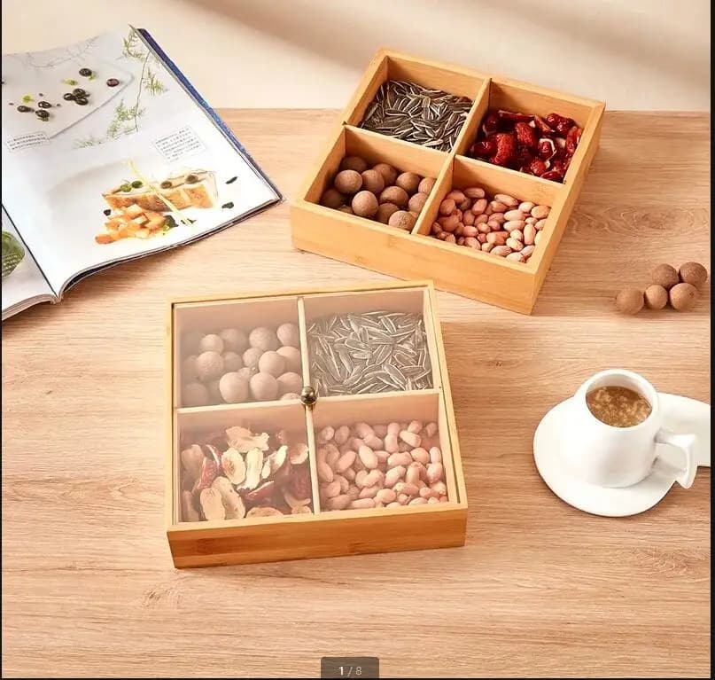 Scatola di frutta secca giapponese Soggiorno Desktop Snack Caramelle Conservazione Organizzatore di gioielli Cucina di casa Cibo in legno