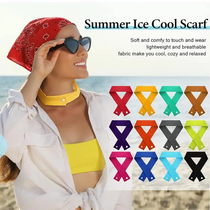 Cooling Neck Wrap With Button Fastener Instant Ice Neck Towel For Outdoor Sports Summer Activities Instant Cold Cooling Scarf