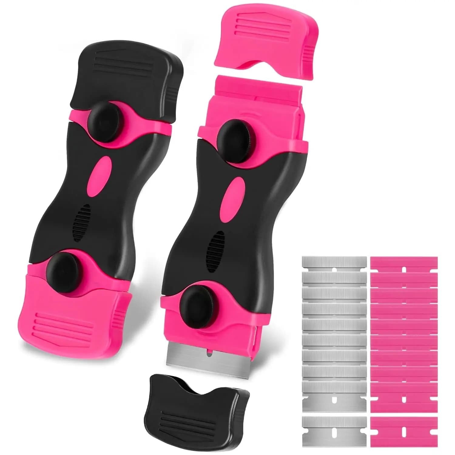 Plastic Scraper with 10 Plastic Blades Multipurpose Window Scraper Non-Scratch Scraper for Removing Stickers Decals Glue