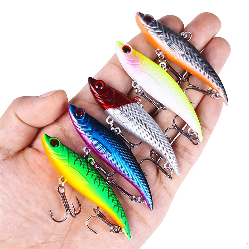 1 pz affondamento richiamo di pesca 7.5cm 12.8g artificiale Hard VIB esca ancorette Peche Bass luccio traina inverno ghiaccio attrezzatura da pesca