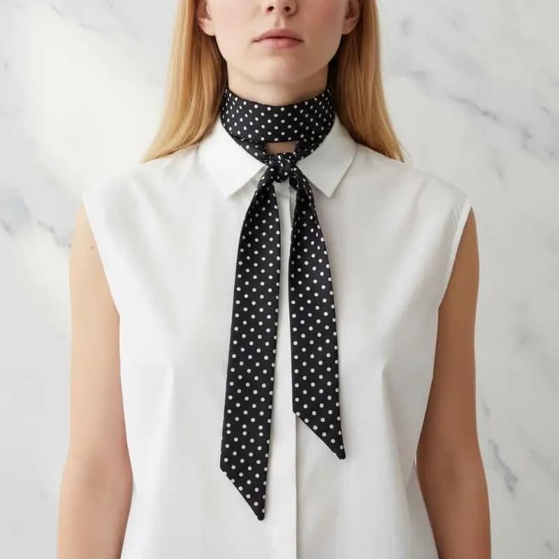 Fashion Polka Dot Silk Scarf Versatile Headwear Hair Band Korean Style Luxury Silk Scarf Belt Package Hanging Decor Accessories