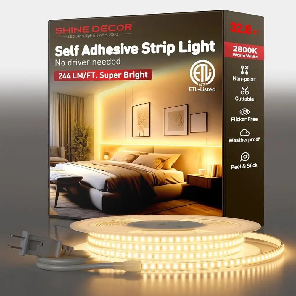 LED Strip Super Luminosa 8000LM, Plug&Play with Driver 120V, Simple Wiring, Waterproof for Outer or Interior, Min. Haircuts 3,9 Inches