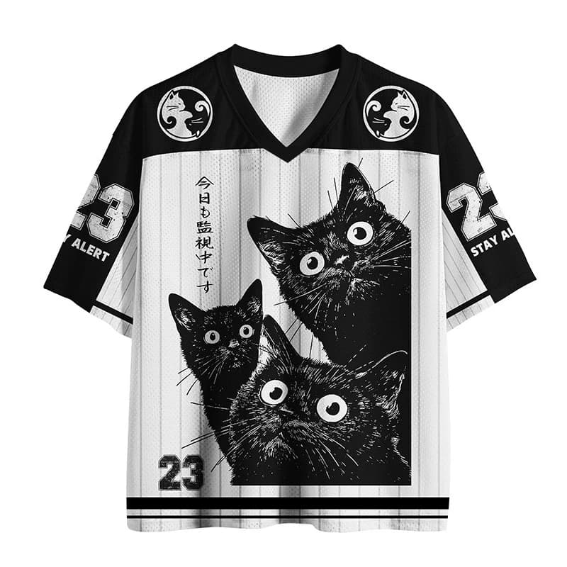 Nuova T-shirt Estiva 2026 Edizione Limitata Giapponese Fun Cat, Asciugatura Rapida, Fitness, Moda Casual, Outdoor, Collo a V, per Genitore-Figlio