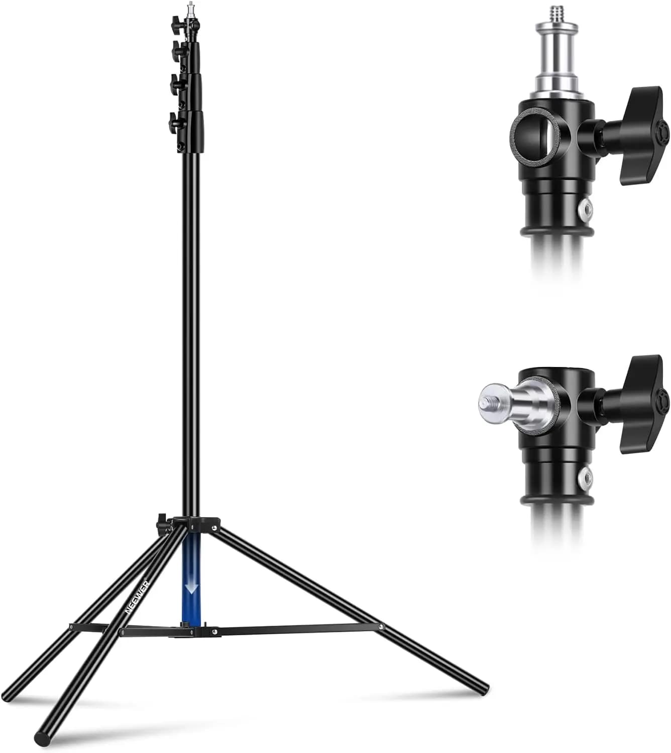 Stativo per Illuminazione con Cuscinetto d'Aria 13ft/4m, Treppiede Fotografico Resistente Interamente in Metallo con Spigot Reversibile, Attacco a 3 Vie, Carico Massimo 6.5lb