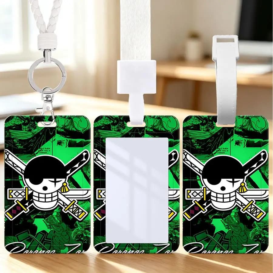 card holder 1pc Multi functional Student Bus ID Card Nurse Badge Card Protective Cover Luggage tag cable tie Lanyard Zoro Katana