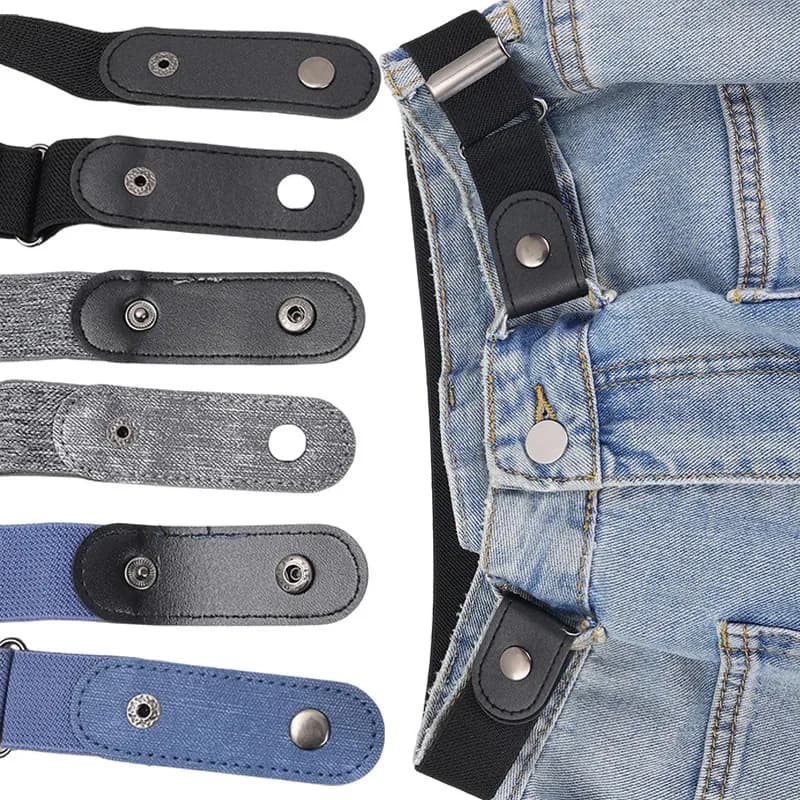 Elastic Belt Tightener Invisible Waist Adjuster No Buckle Stretch Waistband for Jeans Trousers Casual Pant Comfortable Snap Belt