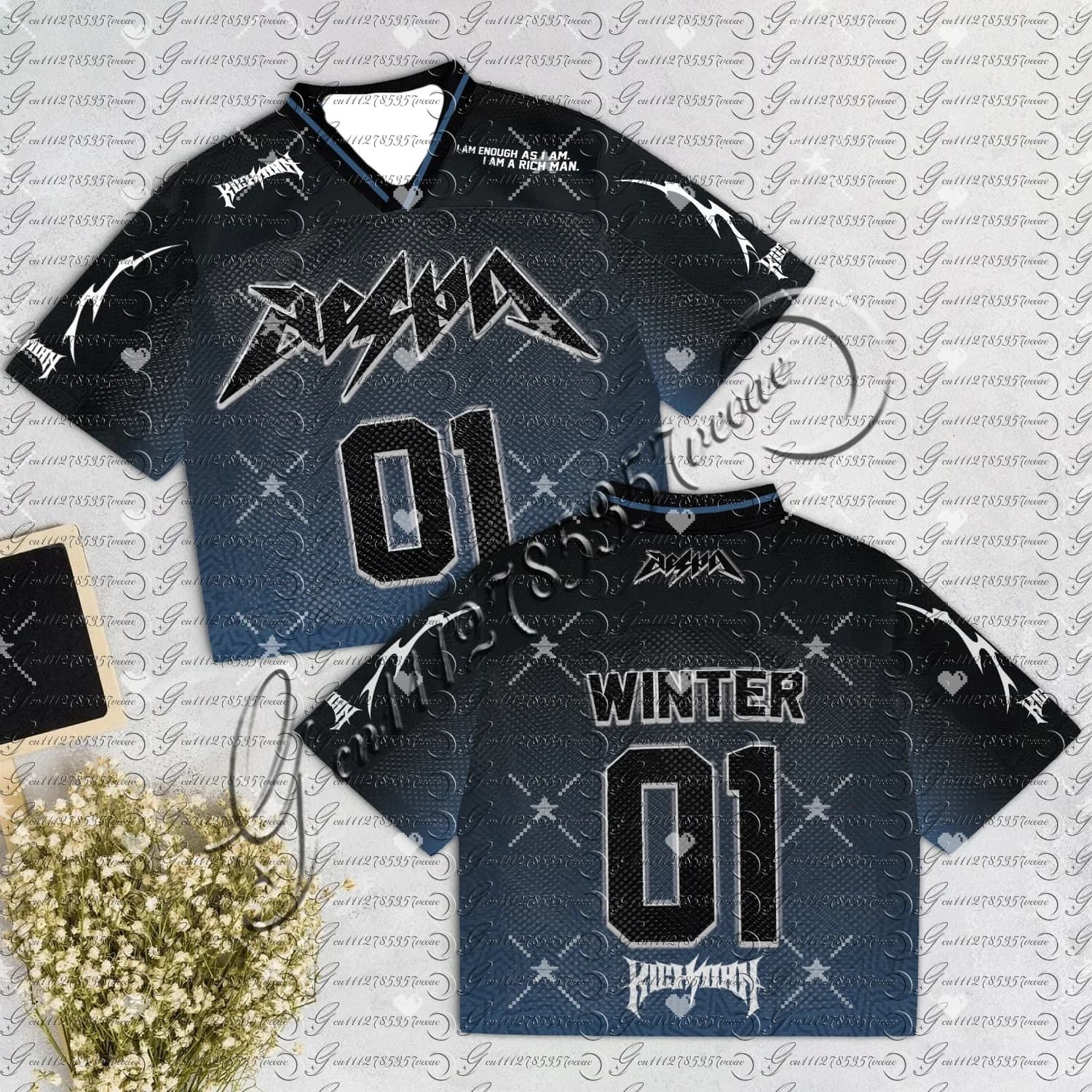 T-shirt Aespa Karina Y2K Streetwear Kpop con Stampa Rock, Manica Corta Unisex, Maglietta alla Moda della Cultura Pop Coreana