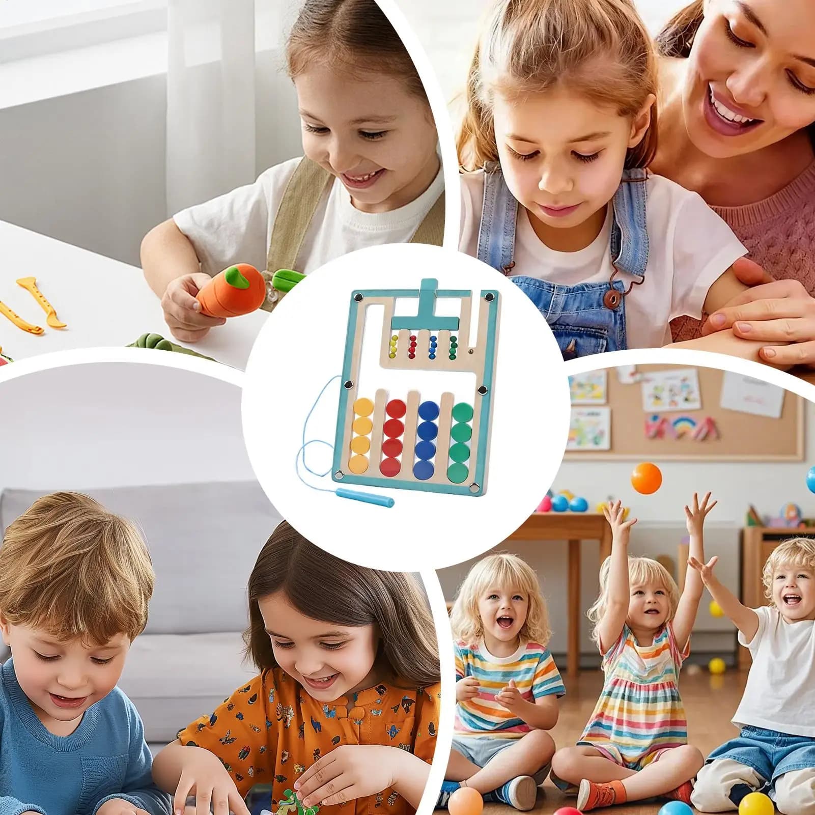 Giocattoli sensoriali per la classificazione dei colori, puzzle scorrevole in legno, gioco da tavolo magnetico, gioco di abbinamento con puzzle scorrevoli per adolescenti, bambini, casa, viaggi, scuola
