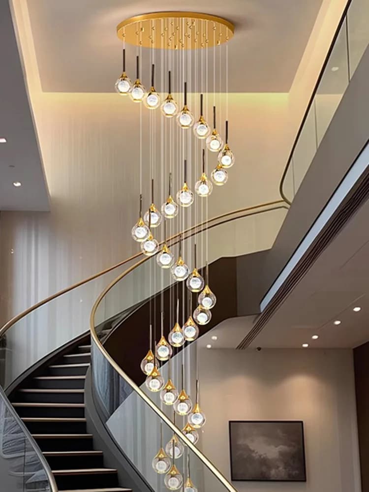 Postmoderno Singolo appeso Lacrime Lampadario a sfera di cristallo lustro Hardware dorato Soffitto Adatto per soggiorno camera da letto Casa inter