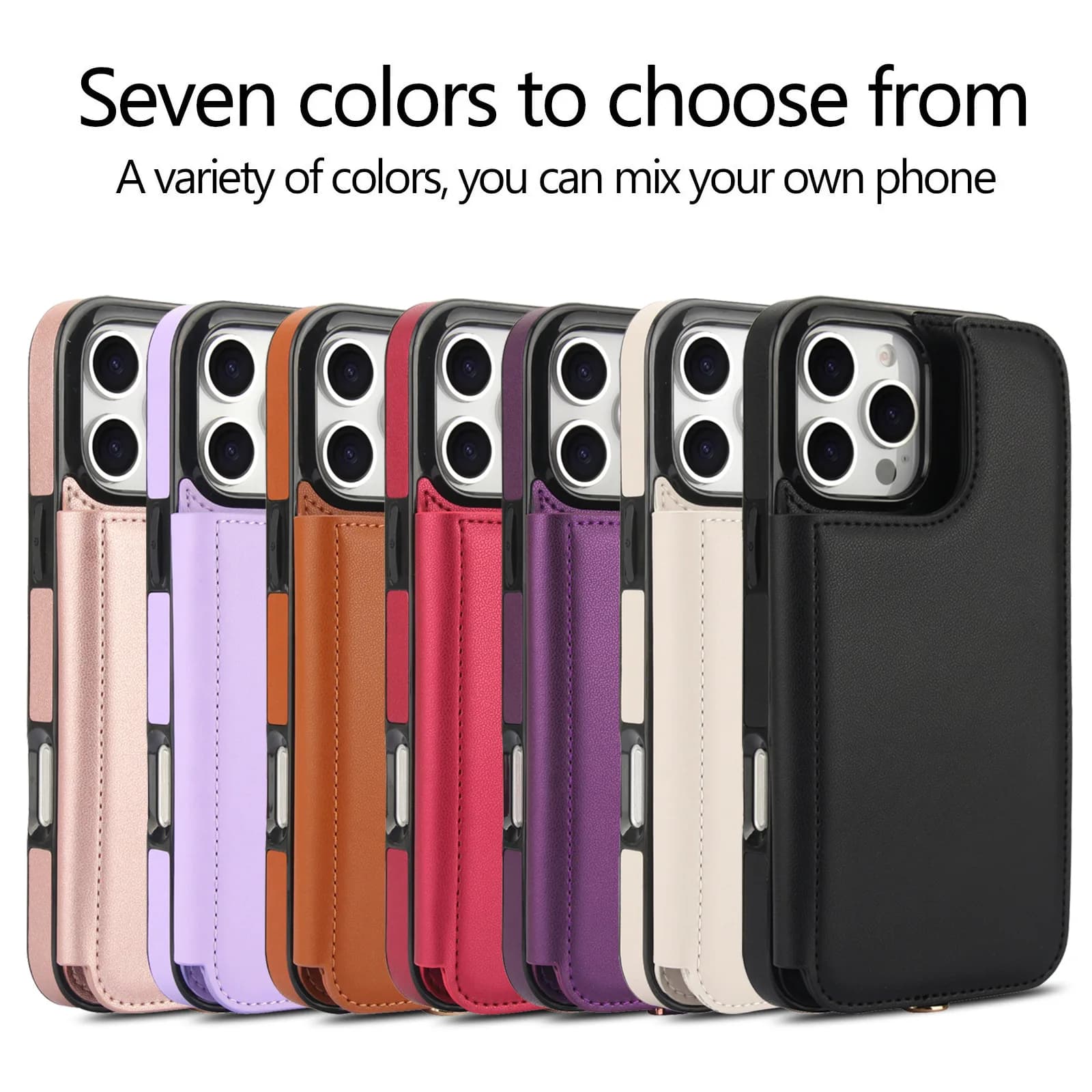 Custodia per telefono in pelle con porta carte con blocco RFID per iPhone 16e 16 17 Pro Max 15 Plus 14 13 12 11 Pro Max Cover
