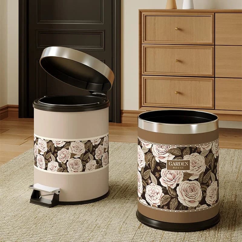 Large Capacity Trash Can Household Anti Odor Pedal Trash Bin Modern Luxury Wastebasket with Lid Aesthetics Bedroom Waste Bin