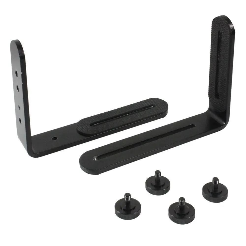 Supporto per flash fotografico in lega di alluminio con attacco a vite per treppiede, a forma di L, doppio attacco a caldo, supporto per speedlight, resistente, con fori standard da 1/4 di pollice